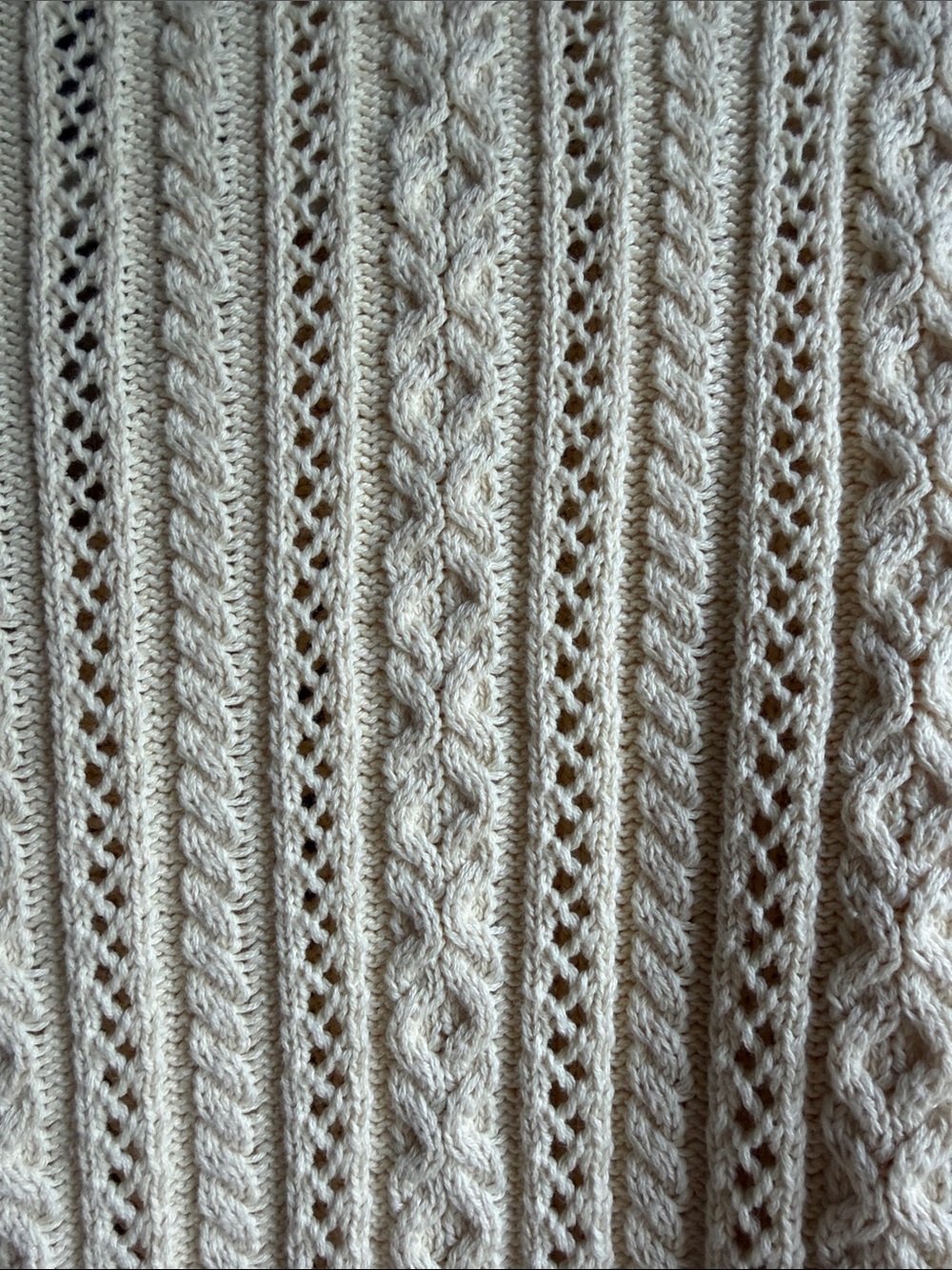 Lauren Ralph Lauren Ivory Cable-Knit V-Neck Sweater 100% Cotton - Picture 7 of 7